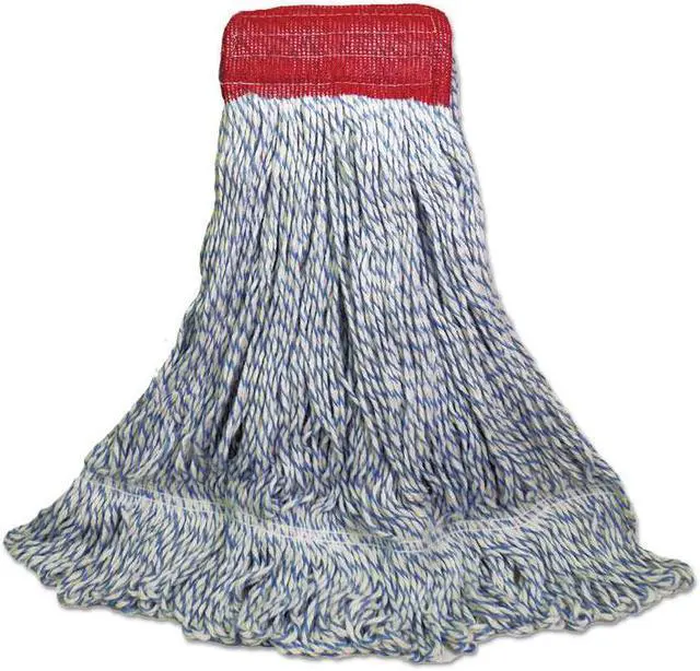 Alt view image 3 of 7 - Mop Head, Floor Finish, Wide, Rayon/Polyester, Large, White/Blue, 12/Carton BWK553