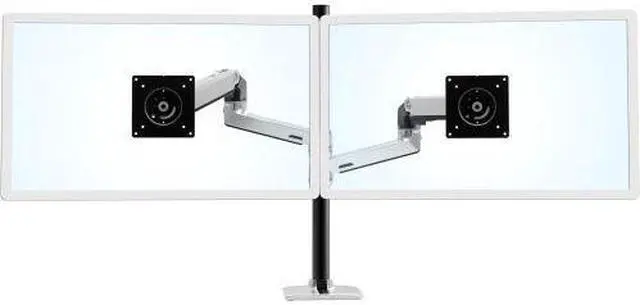 Alt view image 3 of 10 - Ergotron 45-549-026 Lx Dual Stacking Arm Tall Pole - Desk Mount For 2 Lcd Displays - Aluminum, Steel - Polished Aluminum With Black Accents - Screen Size: Up To 40 Inch