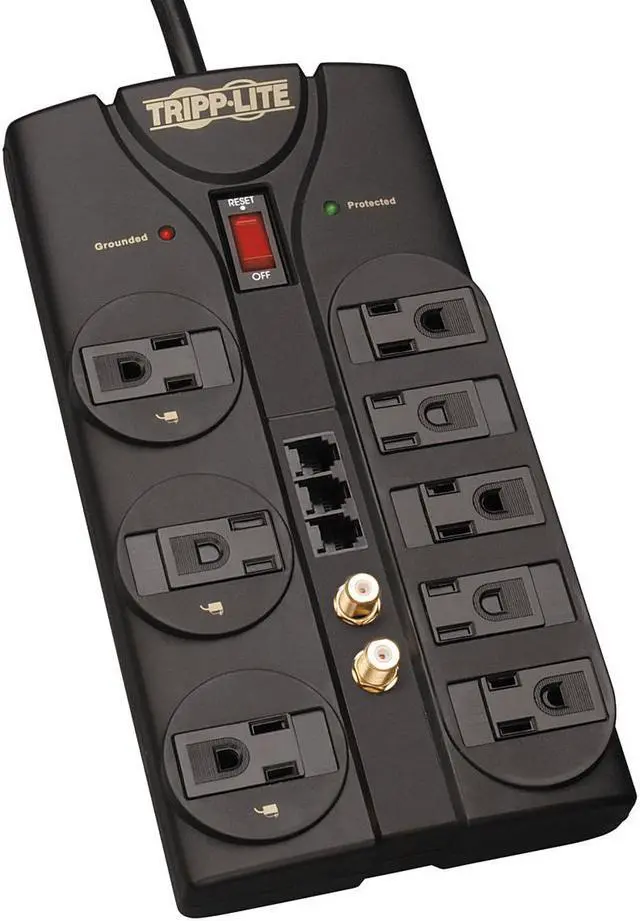 Alt view image 2 of 12 - Tripp Lite Tlp808Teltv 8-Outlet Surge Suppressor ,Telephone, Modem, Fax & Coaxial Protection