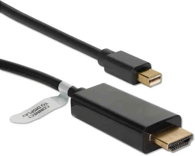 Alt view image 2 of 7 - QVS MDPH-06BK 6Ft Mini Dispport/Thunderbolt To Hdmi Digital Video Black Cable