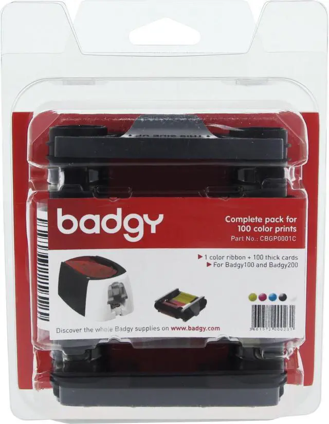 Alt view image 3 of 3 - Evolis, Inc CBGP0001C Badgy 100/200 Consumable Pack Color ribbon, 100 30mil cards