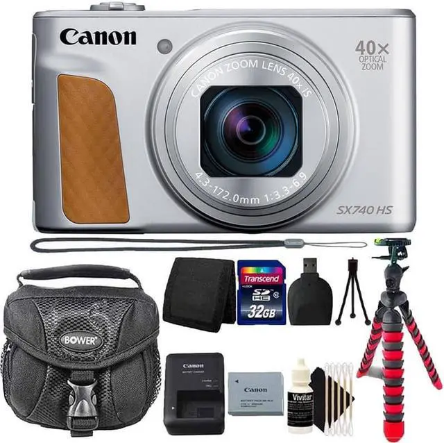 Main image of Canon PowerShot SX740 20.3MP 20.3MP HS Digital Camera Silver + 32GB Top Accessory Kit