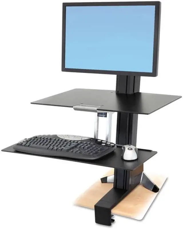 Alt view image 13 of 20 - Ergotron WorkFit-S Sit-Stand Workstation w/Worksurface LCD HD Monitor Aluminum