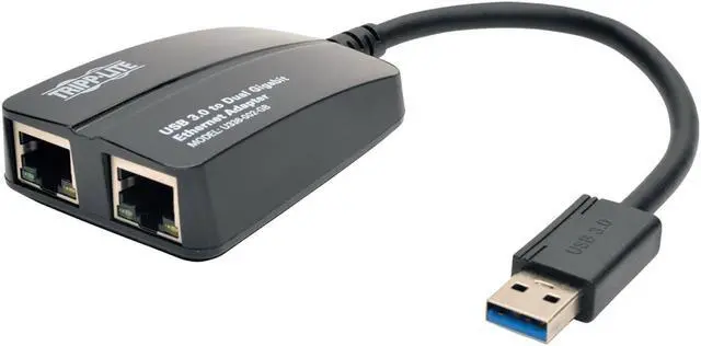 Alt view image 3 of 17 - Tripp Lite U336-002-GB USB 3.0 to Dual Port Gigabit Ethernet Adapter 10/100/1000 Mbps