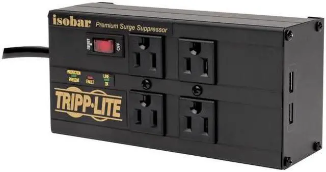 Alt view image 8 of 19 - TRIPP LITE 8.0 Feet 4 Outlets with 2 USB 3330 Joules Surge Protector (IBAR4ULTRAUSBB)