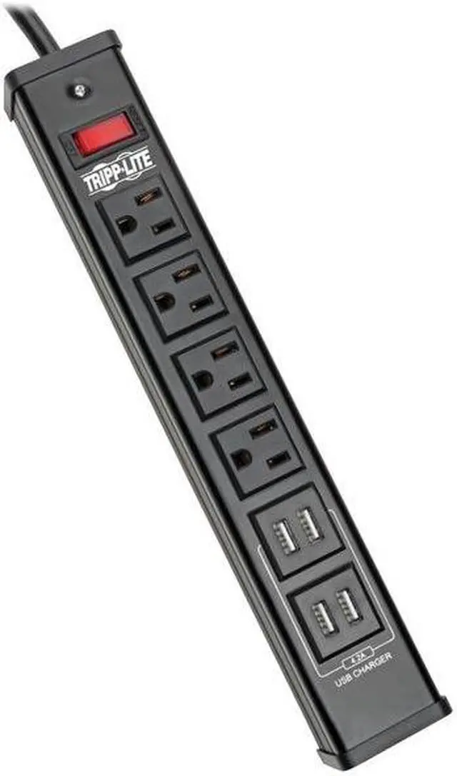 Alt view image 4 of 10 - TRIPP LITE TLM446USBB 6.0 Feet 4 Outlets 450 Joules Surge Protector with Metal Housing