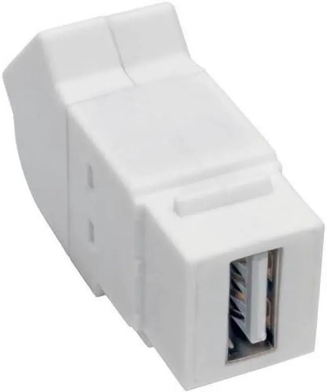 Alt view image 2 of 11 - Tripp Lite USB 2.0 All-in-One Keystone/Panel Mount Angled Coupler (F/F), White (U060-000-KPA-WH)