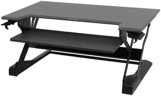 Alt view image 7 of 20 - Ergotron 33-406-085 WorkFit-TL, Sit-Stand Desktop Workstation (Black with grey surface)