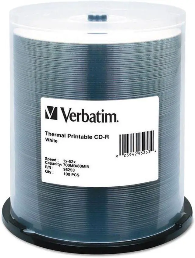 Alt view image 2 of 8 - Verbatim Disc,Cdr 52,100pk Spdl,Wh 95253