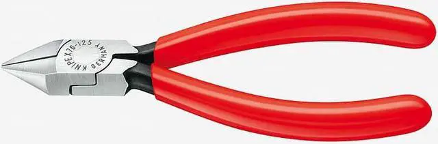 Alt view image 3 of 6 - Knipex 76-81-125 5" Diagonal Cutters for electromechanics w/ Tapered Head and Small Bevel - Plastic Grip