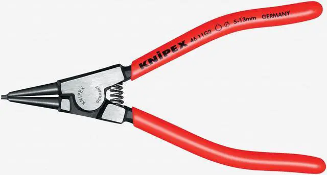 Main image of KNIPEX 46 11 G4 7-1/4" Circlip Pliers For Grip Rings On Shafts, Plastic Grip