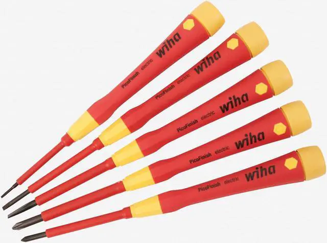 Main image of Wiha 32085 Insulated Precision Slotted and Phillips Screwdriver Set, 5 Pieces