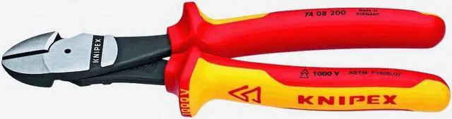 Alt view image 6 of 6 - KNIPEX 74 08 200 SBA 8" High Leverage Diagonal Cutter, Insulated