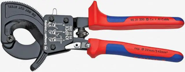 Alt view image 3 of 5 - KNIPEX 95 31 250 SBA 10" Ratchet Action Cable Cutter, Center Cut