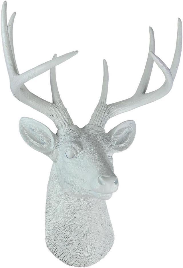 Main image of White Deer Head Wall Mount 8 Point Antler Faux Taxidermy Buck Hanging Resin Sculpture Decor Art