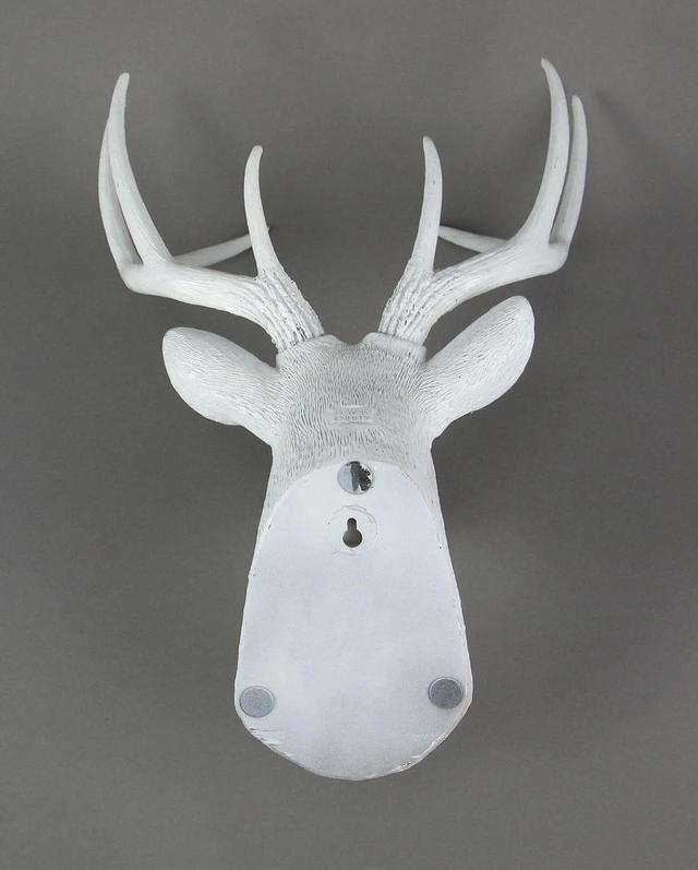 Alt view image 3 of 3 - White Deer Head Wall Mount 8 Point Antler Faux Taxidermy Buck Hanging Resin Sculpture Decor Art