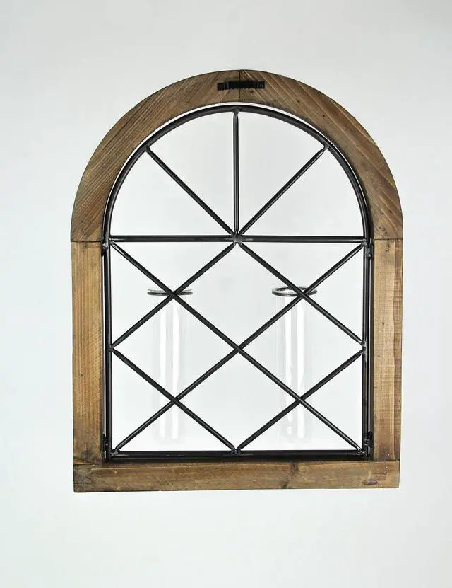 Alt view image 3 of 3 - Cathedral Style Wall Flower Sconce With Dual Glass Bud Vases