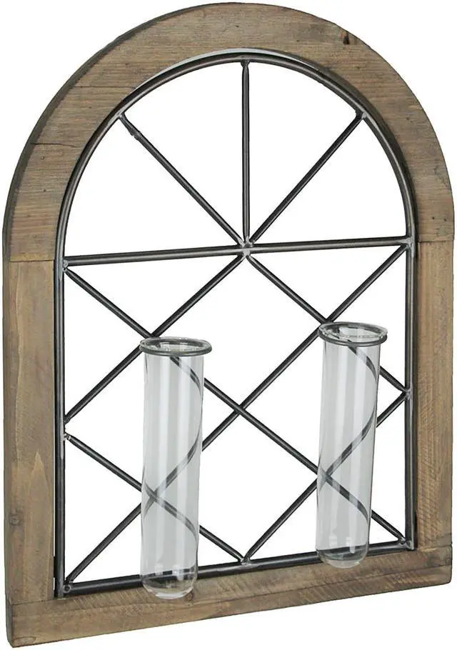 Main image of Cathedral Style Wall Flower Sconce With Dual Glass Bud Vases