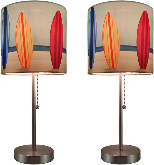 Main image of Set of 2 Table Lamps with Surfboard Shades, 18.5 Inch