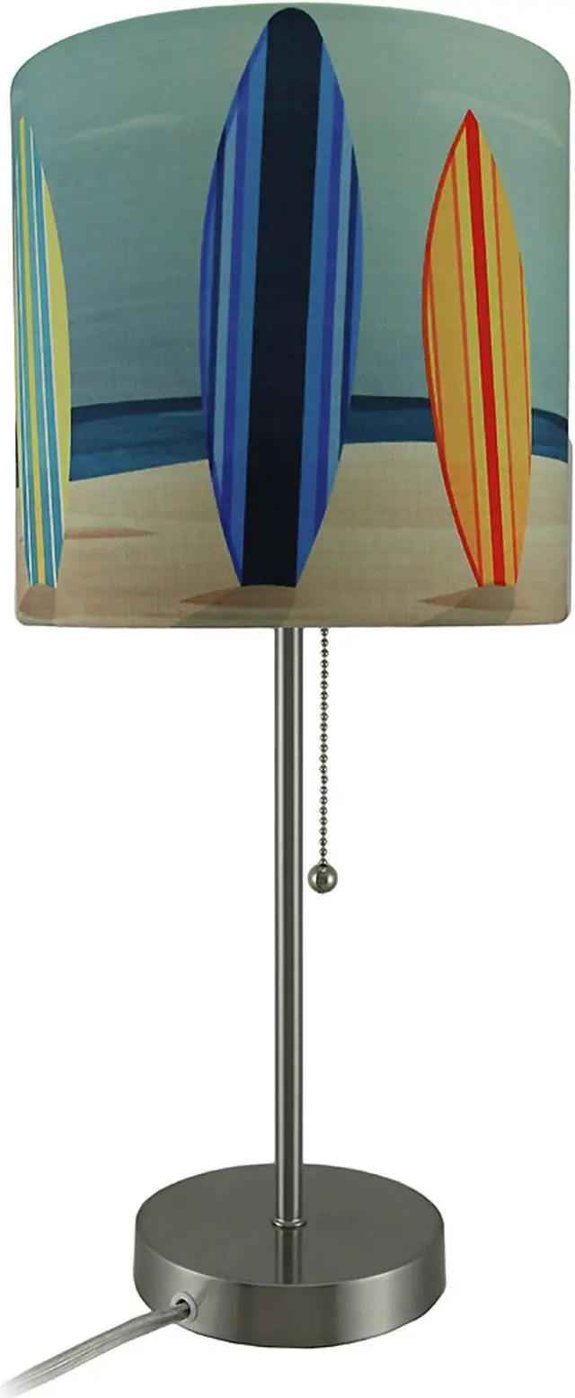 Alt view image 2 of 4 - Set of 2 Table Lamps with Surfboard Shades, 18.5 Inch