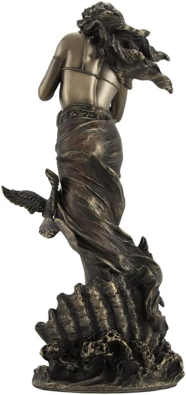 Alt view image 2 of 4 - Bronzed Aphrodite with Doves on Scallop Shell Statue