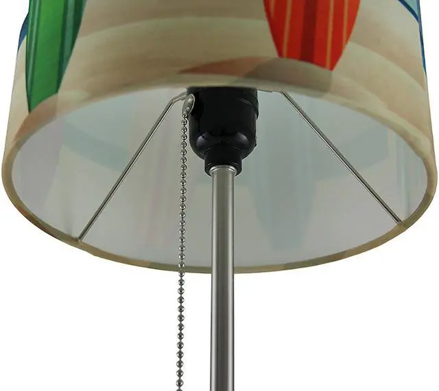 Alt view image 3 of 5 - 18-Inch Stainless Steel Surfboard Table Lamp, a Perfect Beach-Themed Decor Accent with Captivating Beach Surfboard Shade, Ideal for Living Rooms and Bedrooms