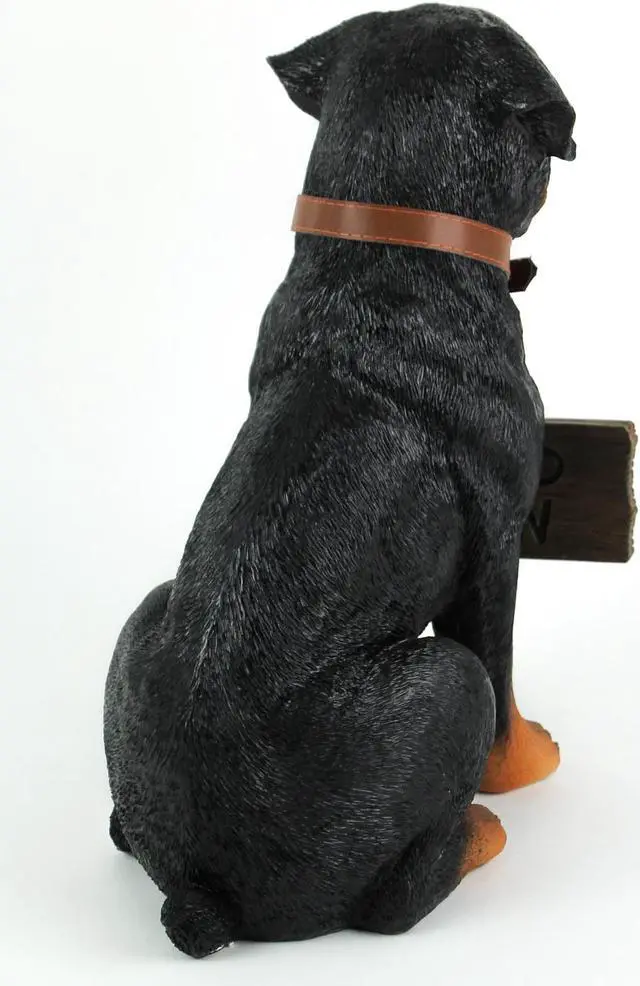 Alt view image 3 of 3 - Guardian of Love - Buddy Rottweiler Welcome Statue with Reversible Sign, Decorative Dog Figurine for Indoor or Outdoor Use, Ideal for Garden, Patio, Entryway, Porch, and Dog Lover Home Decor