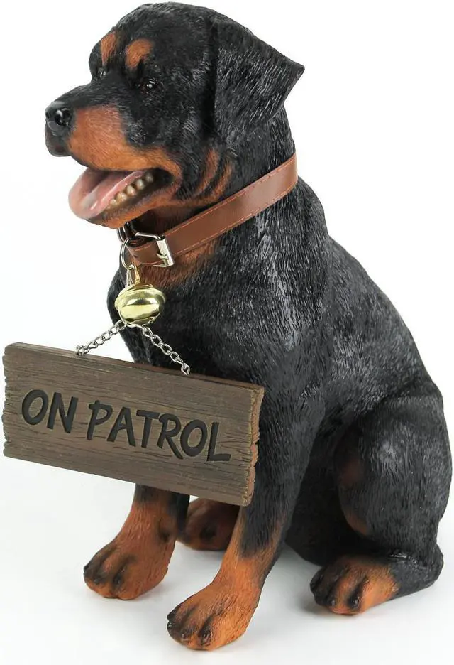 Alt view image 2 of 3 - Guardian of Love - Buddy Rottweiler Welcome Statue with Reversible Sign, Decorative Dog Figurine for Indoor or Outdoor Use, Ideal for Garden, Patio, Entryway, Porch, and Dog Lover Home Decor