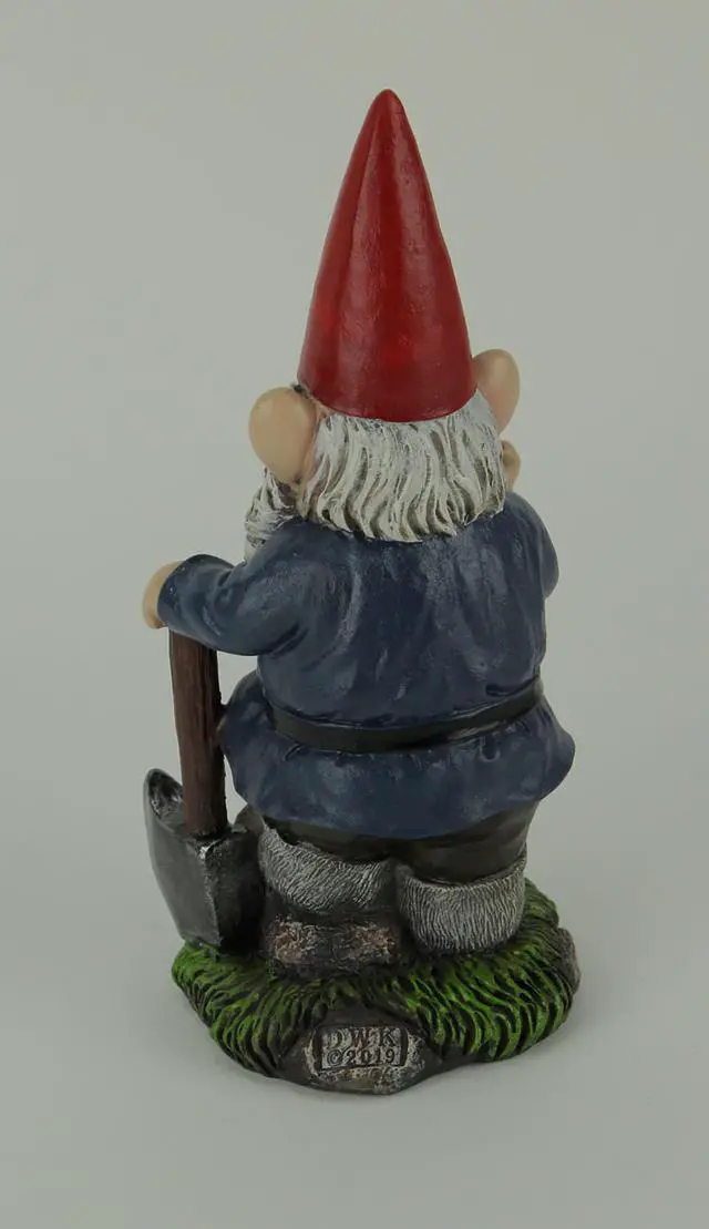 Alt view image 3 of 4 - You Dig? - Grumpy Garden Gnome Digging with Shovel Flipping The Bird Middle Finger Statue for Indoor or Outdoor Home and Garden Décor, 8.75 Inches High