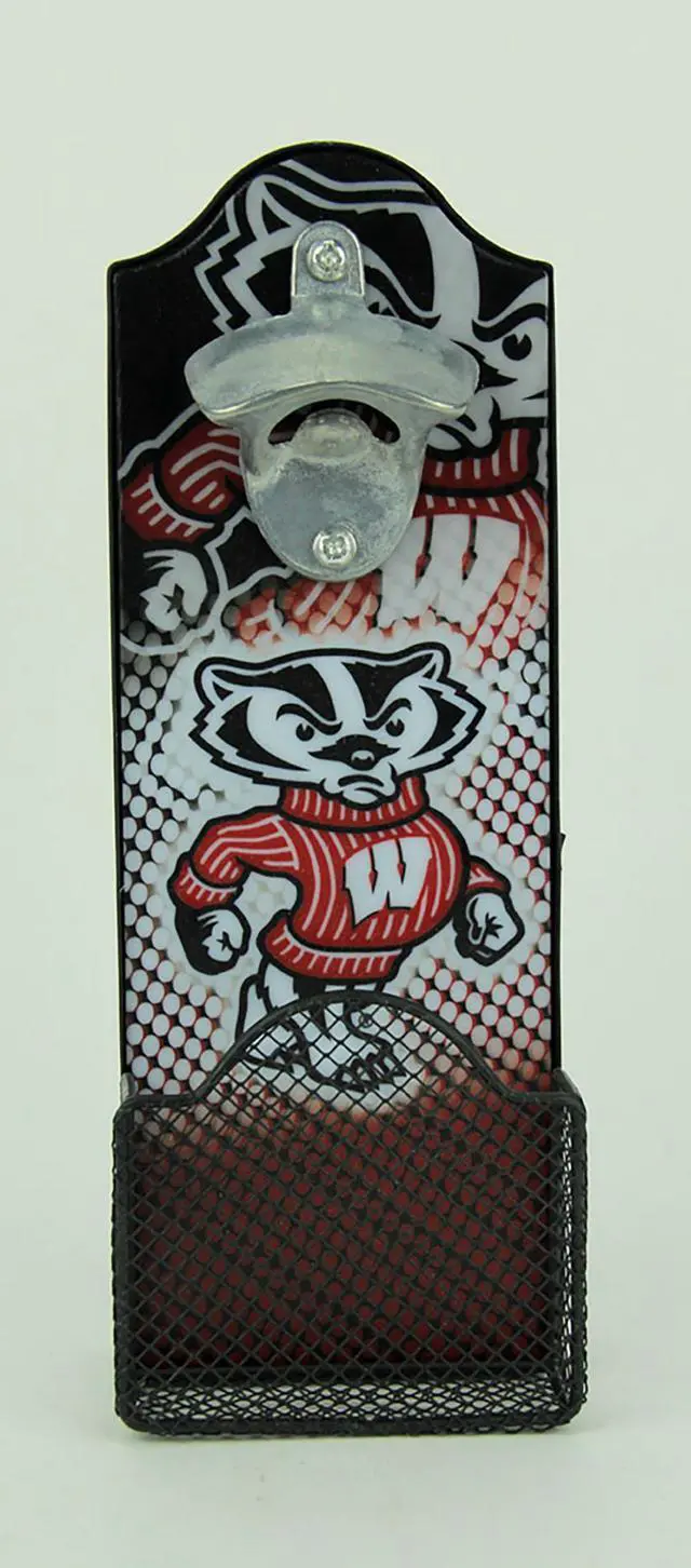 Alt view image 3 of 4 - University of Wisconsin Badgers LED Lighted Bottle Opener With Cap Catcher