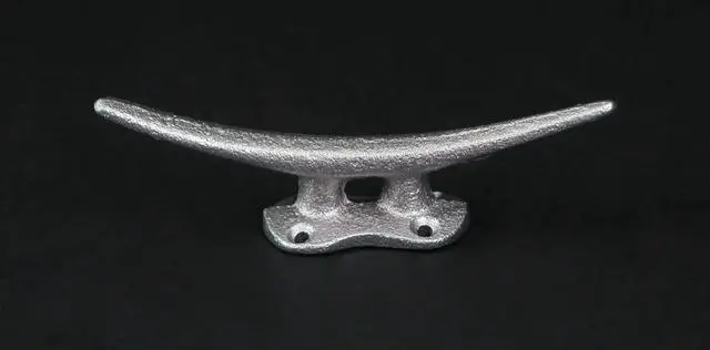 Alt view image 3 of 5 - Set of 4 Metallic Silver Finish Cast Iron Boat Cleat Wall Hooks / Drawer Pulls Cabinet Handles - Nautical or Coastal Décor - Easy Install - 5.75 Inches Long