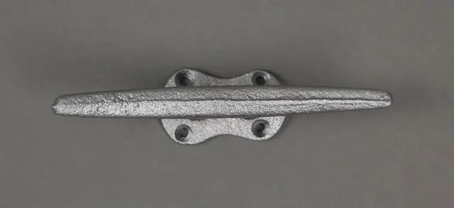 Alt view image 5 of 5 - Set of 4 Metallic Silver Finish Cast Iron Boat Cleat Wall Hooks / Drawer Pulls Cabinet Handles - Nautical or Coastal Décor - Easy Install - 5.75 Inches Long