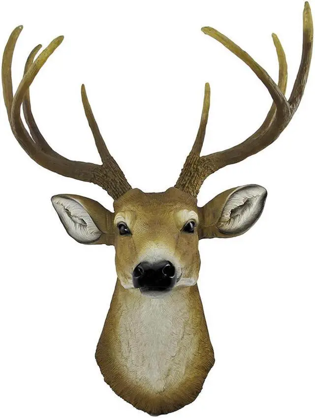 Main image of Realistic Faux 8-Point Buck Deer Head Bust Wall Mount - 23-Inch Hanging Decor