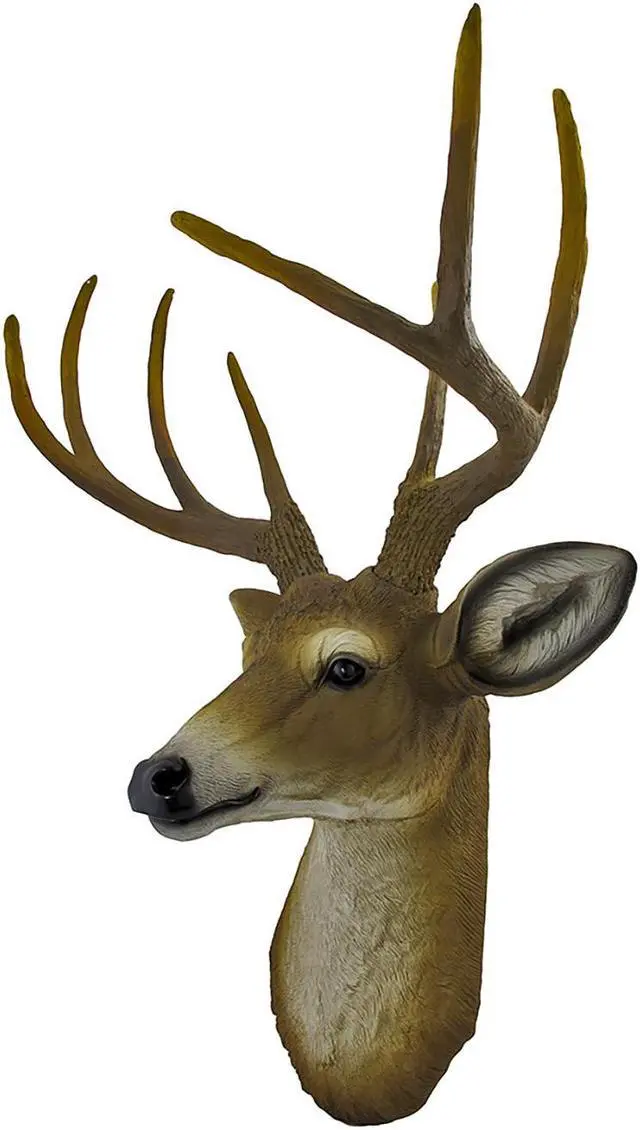 Alt view image 2 of 4 - Realistic Faux 8-Point Buck Deer Head Bust Wall Mount - 23-Inch Hanging Decor