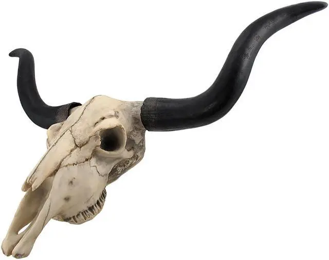 Alt view image 7 of 7 - Huge 27.5-Inch Wide Long Horn Steer Skull Resin Wall Hanging for Western Themed Bedrooms and Living Rooms - Simple Installation - Country Farmhouse Cow Decor