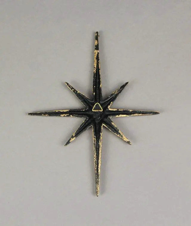 Alt view image 5 of 5 - Set of 3 Gold Finish Cast Iron 8-Pointed Atomic Starburst Wall Hangings - Mid-Century Modern Elegance - Easy Install - Perfect for Vintage and Eclectic Decor