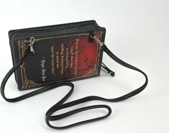 Alt view image 2 of 3 - Book Crossbody Bag, The Raven Black Vinyl 9.25 Inch