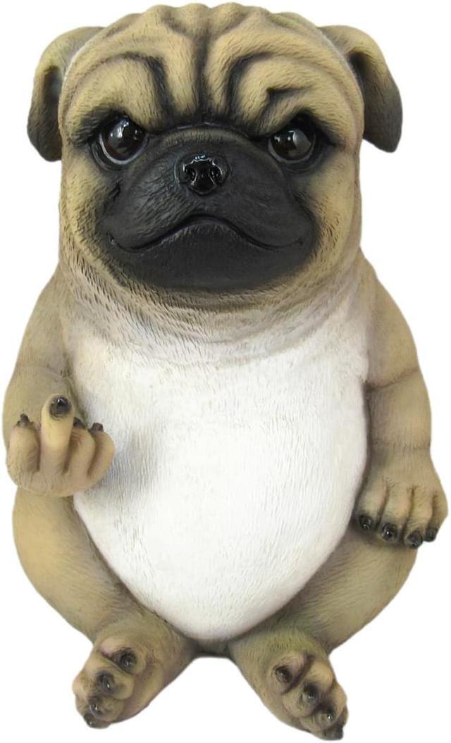 Alt view image 5 of 6 - Pug Life Cheeky Middle Finger-Flipping Pug Dog Hand Painted Resin Statue - Adorable 6.75-Inch Decorative Figurine for Your Home, Office, and Garden Display