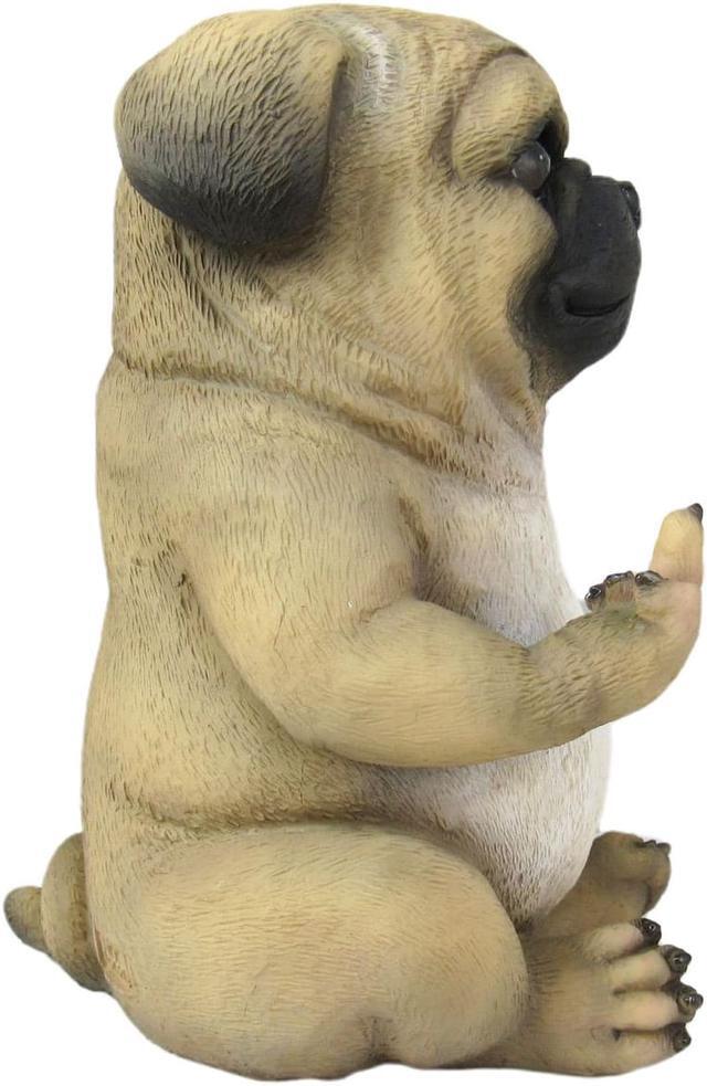 Alt view image 4 of 6 - Pug Life Cheeky Middle Finger-Flipping Pug Dog Hand Painted Resin Statue - Adorable 6.75-Inch Decorative Figurine for Your Home, Office, and Garden Display