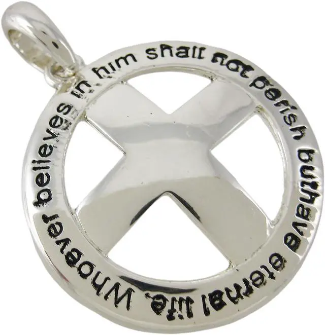 Alt view image 2 of 5 - Religious Christian Cross Pendant Earring Set Jesus John 3:16 NIV