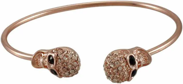 Main image of Rhinestone Encrusted 3D Skull Torc Bracelet
