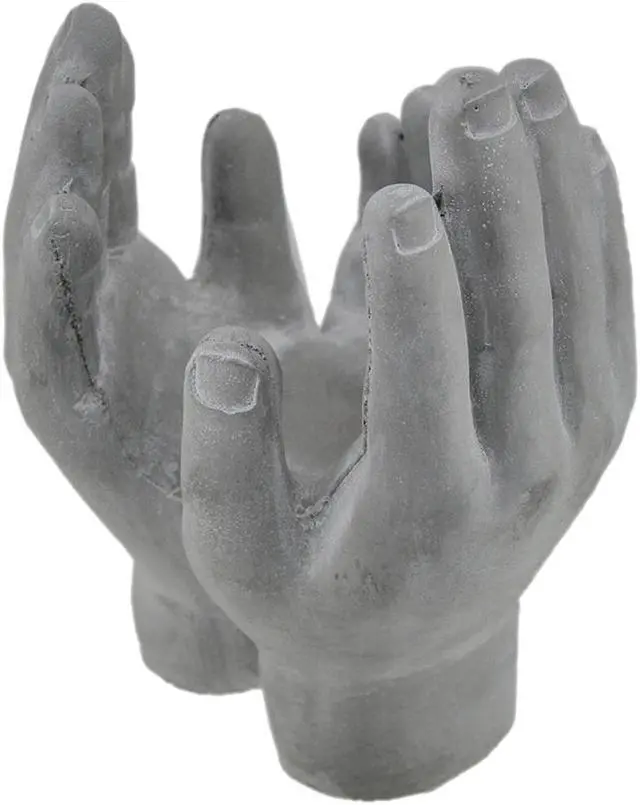 Alt view image 3 of 3 - His Hers Ours Decorative Cement Family Hands Decor 9 Inches High