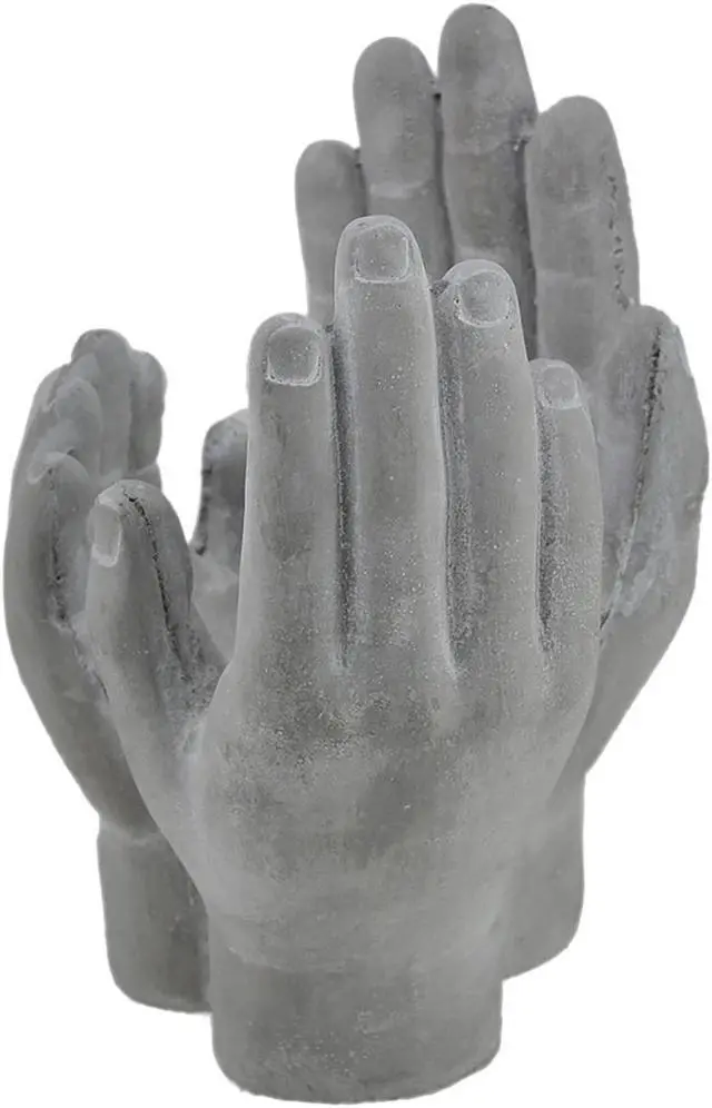 Alt view image 2 of 3 - His Hers Ours Decorative Cement Family Hands Decor 9 Inches High