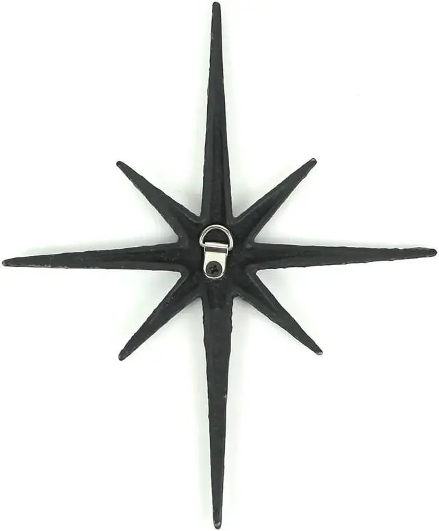 Alt view image 4 of 4 - Enchanting Set of 6 Black Cast Iron Starburst Wall Hangings - Mid Century Modern Decor with Elegant 8 Pointed Stars - Great for Bedrooms and Living Rooms