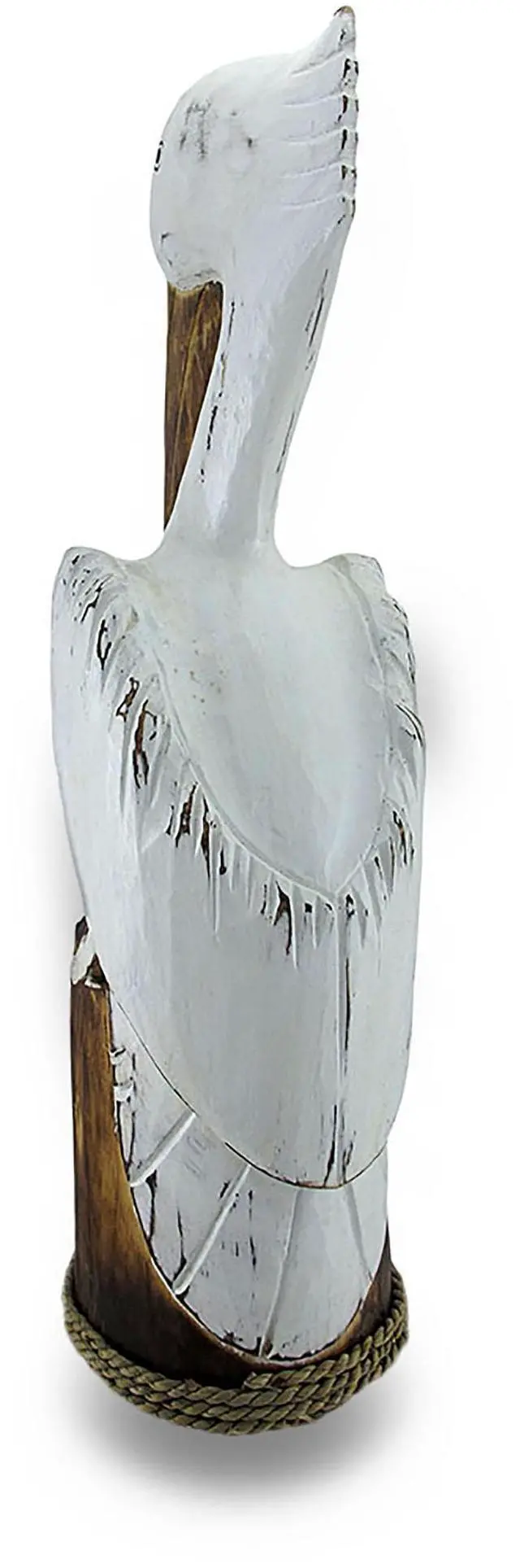 Alt view image 3 of 3 - Hand Carved / Painted Wooden Pelican On Piling Statue Coastal Décor