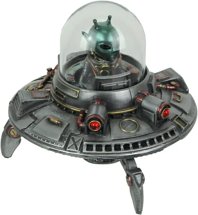 Main image of Luminescence Visitor UFO Flying Saucer Hand Painted Pewter Finish Statue