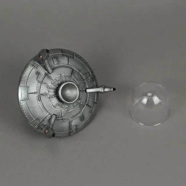 Alt view image 6 of 6 - Luminescence Visitor UFO Flying Saucer Hand Painted Pewter Finish Statue
