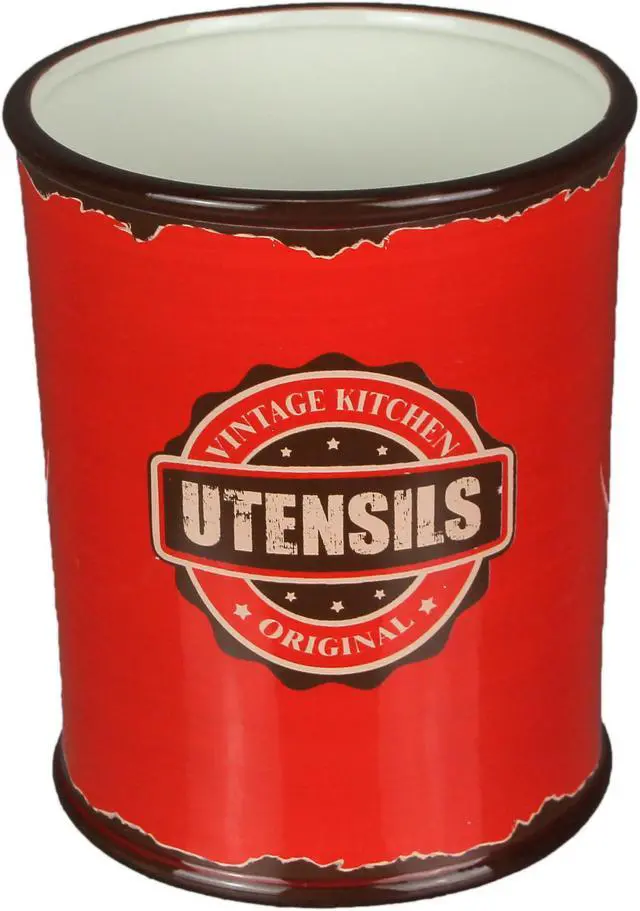 Main image of Antiqued Finish Ceramic Crock Kitchen Utensil Holder 8 Inches High