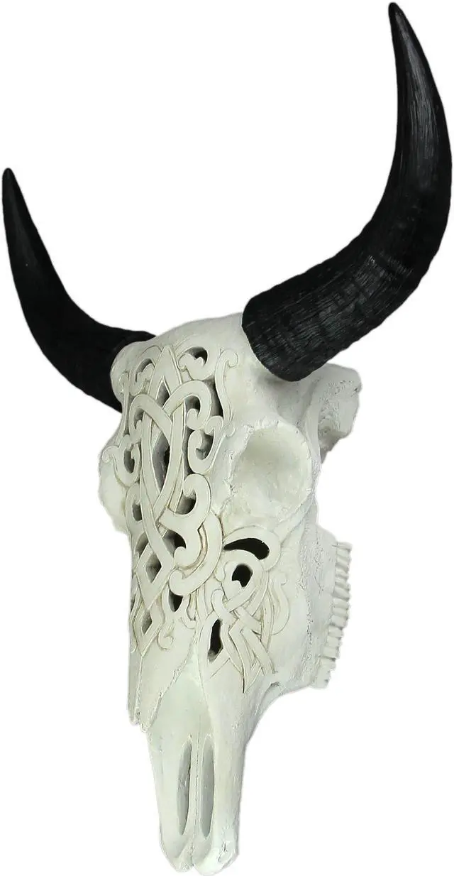 Alt view image 2 of 5 - Tribal Steer Skull Cut-Out Design Wall Hanging 19 Inches High Western Decor