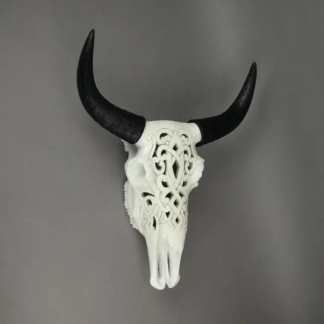 Alt view image 5 of 5 - Tribal Steer Skull Cut-Out Design Wall Hanging 19 Inches High Western Decor